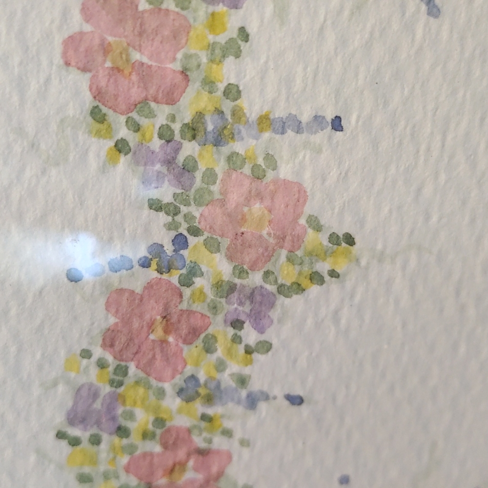 Vintage Framed signed floral watercolor heart - Picture 4 of 16